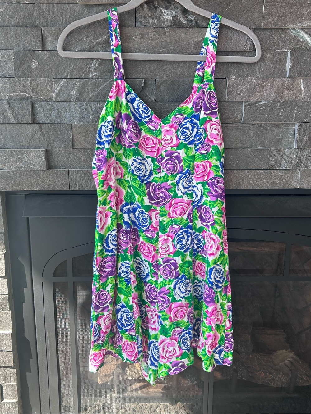 Vintage 90s Neon Floral Romper / Playsuit